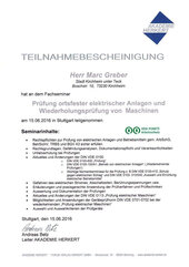 Prüfung ortsfester elektrischer Anlagen und Wiederholungsprüfungen Maschinen